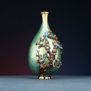 Copper Magpie <b>Vase</b> Green Spots Handmade Traditional Decor For Home Office Gifts - Product Image 3