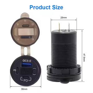 듀얼 18W USB 충전 어댑터 3.0 포트 및 20W PD 자동차 USB 충전기 소켓 전원 콘센트 전압계 및 전원 스위치 자동차 보트 - Product Image 6