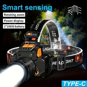 초강력 LED 충전식 헤드램프 휴대용 줌 센서 낚시 손전등 (야외 캠핑 및 사냥용) - Product Image 6