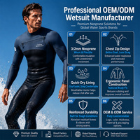 Combinaison de plongée intégrale en néoprène 3/2 mm à manches longues et fermeture éclair sur la poitrine pour homme – Équipement thermique et flexible pour le surf, la plongée et la natation en mer
