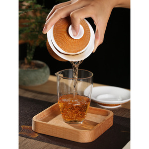 Handmade Dehua White Porcelain Gaiwan Three Piece <b>Set</b> With Bamboo Weaving Lid For Kung Fu <b>Tea</b> - Product Image 3