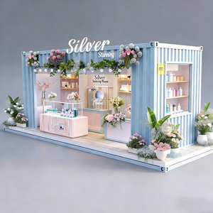 Converted Blue Container Refreshing Floral Pop-Up Shop: Multi-tier Display, Open Glass <strong>Cabinet</strong>, Round Viewing Window - Product Image 5