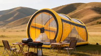 Tente de glamping gonflable sur mesure - Grande tente de camping extérieure multi-personnes avec structure pneumatique, en tissu Oxford 420D, imperméable