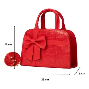 Sac bandoulière rouge pour femme Fana Tere, motif crocodile, décoration nœud, avec poignées, pour toutes les saisons, usage quotidien - Product Image 3