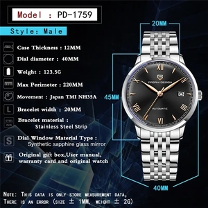 Montres automatiques mécaniques de luxe <span class=keywords><strong>pour</strong></span> hommes PAGANI DESIGN 1759, acier inoxydable, verre saphir, étanches 10 bars, <span class=keywords><strong>montre</strong></span> de business NH35 - Product Image 6