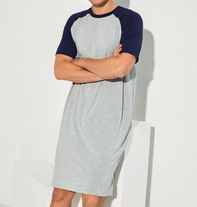 High Quality <strong>Men's</strong> Soft Bamboo Modal Nightgown Cotton Short Sleeve Sleepwear Breathable Knitted Fabric Custom <strong>Nightshirts</strong> <strong>Men</strong> - Product Image 2