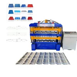 Dreifachschicht Eisen-Dachplatte IBR-Fliesenherstellungsmaschine tragbare Metalldachplatte aus Wellpappe Kaltrollenformmaschine