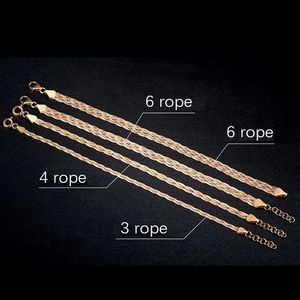 Xinfly 2.8mm 4mm 6mm Non Tarnish Minimalist Simple 18k Real Gold Three Colors Woven Twist Rope <b>Men</b> Chain Bracelet <b>Bangle</b> - Product Image 2