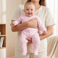 Combinaison pour bébé avec pieds, combinaison à manches longues 100% coton pour nouveau-nés, changement de couche facile à pression sur le devant, 0-12 mois