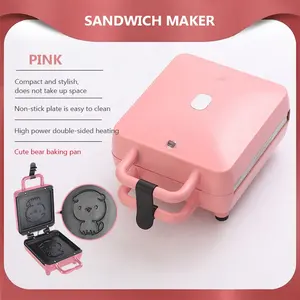 600W High Quality Pink Or Green Multi Home Bread Maker Toaster Breakfast Baking Pan Household Sandwich Maker