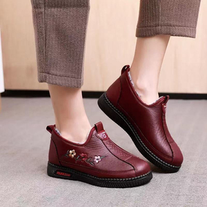 Femmes âgées vieux Pékin chaussures en cuir doublé <span class=keywords><strong>de</strong></span> fourrure hiver chaud antidérapant doux rembourré léger Durable bottes <span class=keywords><strong>de</strong></span> neige - Product Image 4