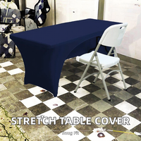 Housse de table carrée moderne en tricot extensible, en spandex ajusté, pour table de 6 pieds, écologique et personnalisable pour événements à domicile