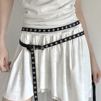 Damen Schmaler Gürtel mit Metallschnalle Neuer Stil Eleganter Vielseitiger Doppelschlaufen-Mini-Ledergürtel als Taillenaccessoire für Kleider