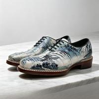 Chaussures Oxford en cuir d'alligator véritable pour hommes, style chinois traditionnel, à lacets, avec des graffitis, chaussures décontractées artisanales pour le bureau