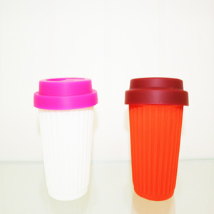 Reutilizable, respetuoso del medio ambiente de <span class=keywords><strong>la</strong></span> taza de café con tapa y funda de silicona Durable taza té <span class=keywords><strong>libre</strong></span> de BPA - Product Image 5
