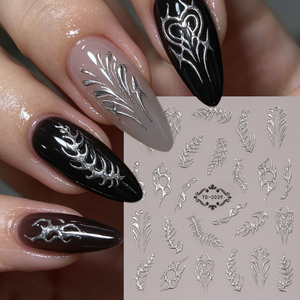 Autocollants pour ongles effet œil de chat Aurora, argent métallisé, 5D, en gel gaufré, longue durée, imperméables, pour décoration acrylique à presser - Product Image 4