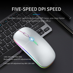 เมาส์ไร้สายแบบชาร์จไฟได้ RGB แบ็คไลท์ออปติคอล 3 ปุ่มมือขวาสำหรับแล็ปท็อปโน้ตบุ๊คการชาร์จ USB - Product Image 4
