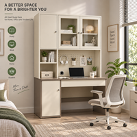 Bureau d'étude en métal personnalisé avec armoire supérieure, tiroirs et étagères, structure KD pour appartement, dortoir et bureau à domicile