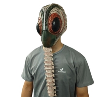 Masque intégral en latex démoniaque beige à texture craquelée, bouche violette, dreadlocks noires, crocs, amusant, original, tendance, pour Halloween, cosplay, fête
