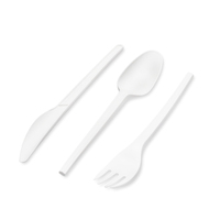 Ensemble individuel de fourchette, couteau et cuillère en CPLA de 6,5 pouces, robuste, compostable, biodégradable, résistant à la chaleur, à base de plantes, OEM en vrac