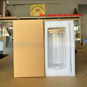Vaso de vidrio de borosilicato personalizado de 16 oz resistente al calor con tapa de bambú, apto para lavavajillas y microondas, con impresión UV, ideal para profesores y festivales. - Product Image 5