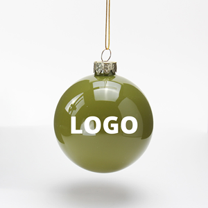 <span class=keywords><strong>Palline</strong></span> di Natale Lussuose in Vetro Decorate con Tessuto <span class=keywords><strong>Verde</strong></span> e Stampa Logo Personalizzata - Product Image 5