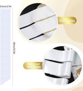 Banda de satén blanca para concursos de belleza, ocasiones navideñas, fiestas de cumpleaños, regalos de graduación, con logotipo personalizado DIY - Product Image 2