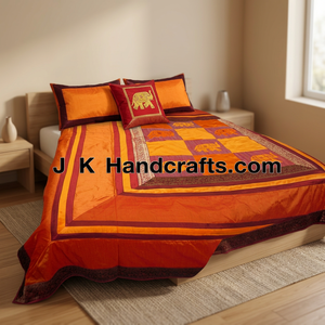 ชุดเครื่องนอนงานแฮนด์เมดแนวชนกลุ่มน้อยผ้าไหมอินเดีย - Product Image 3