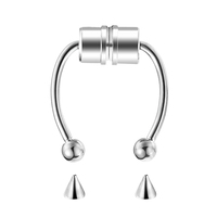 VKME Bijoux de piercing pour le nez, Faux anneau de nez en fer à cheval pour septum, Ensemble d'anneaux de nez magnétiques dorés sans perçage