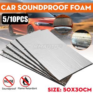 5/10 pièces 50x30cm 10mm Tapis d'isolation phonique et thermique en feuille d'aluminium pour voiture, isolation acoustique et anti-vibrations pour capot - Product Image 1