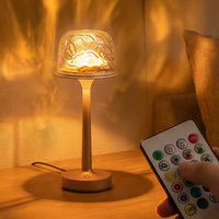 Lampe de table projecteur d'ondulations aquatiques, lampe Aurora, à intensité variable, commande tactile, rechargeable par USB, sans fil, lumière nocturne RGB à ondes océaniques