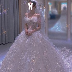 Pháp thanh lịch nhỏ Wedding Dress cho cô dâu chính bầu trời đầy sao Tô Châu phong cách ánh sáng long lanh cô gái Gown beading Đế Chế Silhouette - Product Image 3
