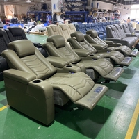 Wasabi Grüne Kinosessel-Sofas aus Echtem Leder, Kinosaal-Sofa, Kinosaal-Massagestuhl, Wohnzimmer-Sofa mit Liegefunktion