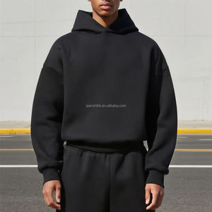 Sweat à capuche unisexe 500gsm en coton épais, sweat à capuche uni surdimensionné personnalisé de printemps pour hommes Baggy, fabricants de sweats à capuche courts vierges - Product Image 3