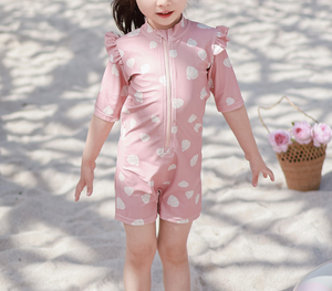 Traje de Baño de Princesa para Bebé Niña, Estilo Ins, con Encaje, Manga Larga, UPF50+, Alta Elasticidad, con Cierre y Volantes - Product Image 2