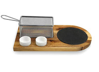 Plateau rectangulaire en bois durable et écologique pour frites, coupelle à sauce, panier à hamburger et snacks pour restaurant et fête