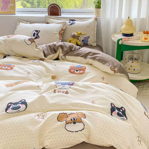 Vente en gros pas cher prix microfibre polyester drap de lit taie d'oreiller housse de couette 4 pièces ensemble de literie pour la maison - Product Image 1