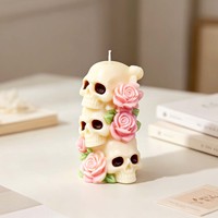 Halloween 3-Kopf-Knochen-Kuchenform aus Silikon für DIY-Tischdekoration, Ornament, Aromatherapie, unregelmäßige Form, Baumwolldocht