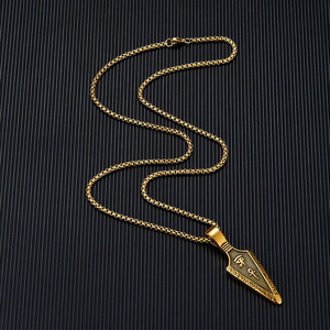 Stainless Steel Necklace With Carbon Fiber Horus Eye Ankh Spearhead Pendant for <b>Men</b> | Multi-Color Options Available - Product Image 6