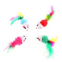 Jouets pour chats en fausse fourrure douce et mini, souris, plumes colorées, jouets amusants pour jouer et entraîner les chats