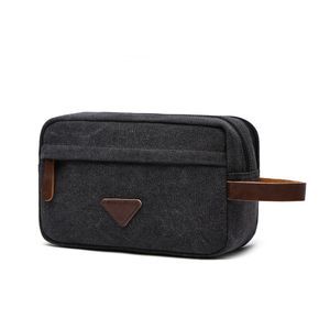 Bolsa de Aseo de Lona de Algodón Encerado en Blanco, Organizador de Neceser Personalizado de Afeitado Colgante de Color Azul Marino Clásico, 16oz - Product Image 2