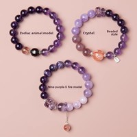 Bracelet perlé violet pour femme 2024, avec améthyste, cristaux et strass, thème Année du Dragon, cadeau idéal