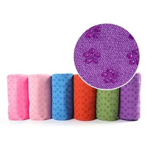Toalla de Yoga al por mayor 90*180 azul rosa púrpura 80% poliéster 20% poliamida impresa microfibra Yoga Mat toalla con empuñaduras antideslizantes