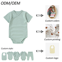 Logo Kustom Dari 20pcs Baju Tidur Bayi Kimono Lengan Pendek Kancing Jepret Musim Panas, Romper Bayi Baru Lahir