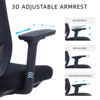 Chaise de bureau ergonomique à dossier haut en maille avec accoudoirs 3D, appui-tête réglable 2D, support lombaire et siège coulissant – Chaise de direction