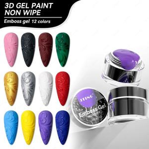 JTING Gel de Peinture 3D Sans Essuyage 12 Couleurs Effet Unique Nail Art Gel Polish en Relief Collection OEM Personnalisé Conception Gratuite pour Pots - Product Image 1