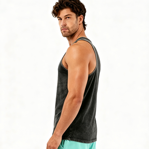 Débardeur pour homme lavé, logo personnalisé, haute qualité, 100% coton pur, débardeur pour homme - Product Image 5