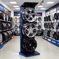 Support de présentoir en métal simple double face personnalisé pour accessoires de moyeu de roue en alliage automatique pour magasin de salons professionnels de rechange de voiture