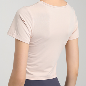 เสื้อโยคะครอปแขนสั้นสำหรับผู้หญิง ขายส่ง ทรงเข้ารูป ยืดหยุ่นสูง ระบายอากาศได้ดี เหมาะสำหรับออกกำลังกาย - Product Image 2