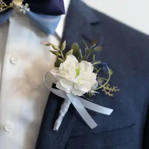 Style occidental coréen soie camélia demoiselles d'honneur bande de mariage poignet fleur marié garçon d'honneur frères corsage de mariage en gros